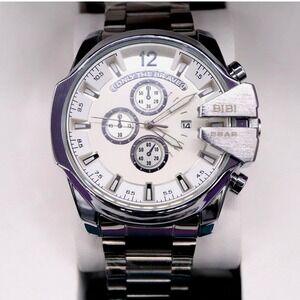 BIBI Only the Brave Quartz Watch Deep Silver Tone & White K7073 w/ Box